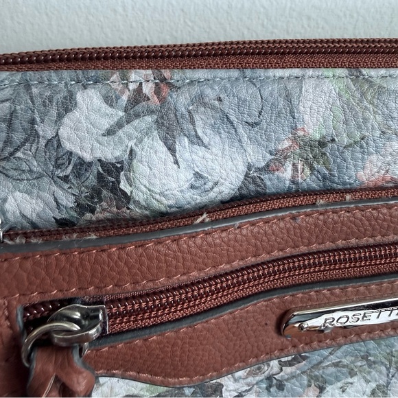 Rosetti Vintage Style Floral Crossbody Bag with Brown Trim & Multi-Pockets - Picture 3 of 11